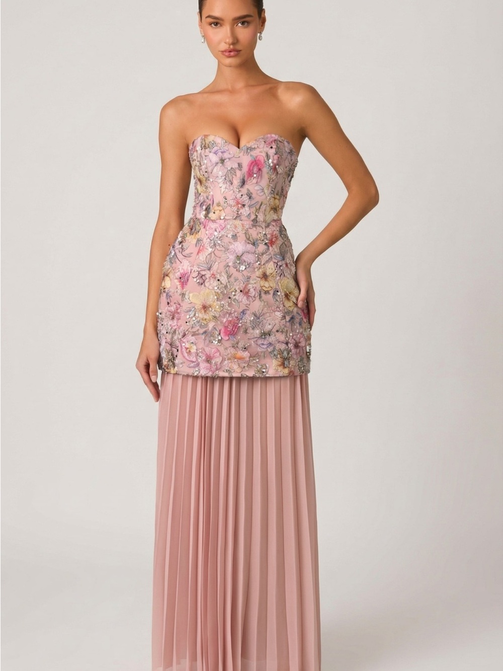 Oh Polly Pink Floral Sequin Lace-Up Mini Dress - Picture 5 of 5